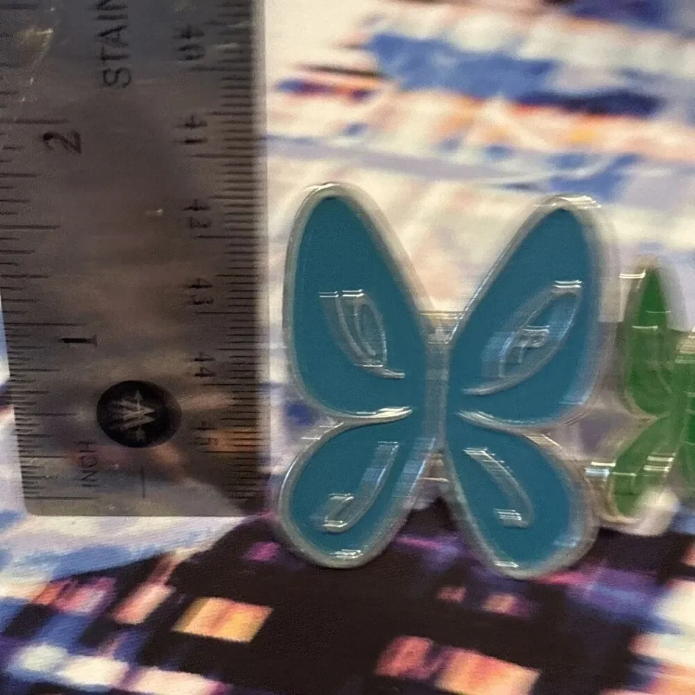 Set Of 4 Enamel Blue/Green Butterfly‎ Napkin Rings Holder Silver Metal